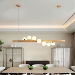 Luminária pendente Magic Bean com tiras de madeira