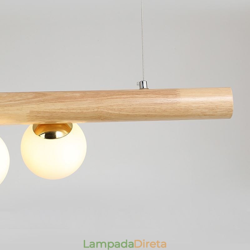 Luminária pendente Magic Bean com tiras de madeira
