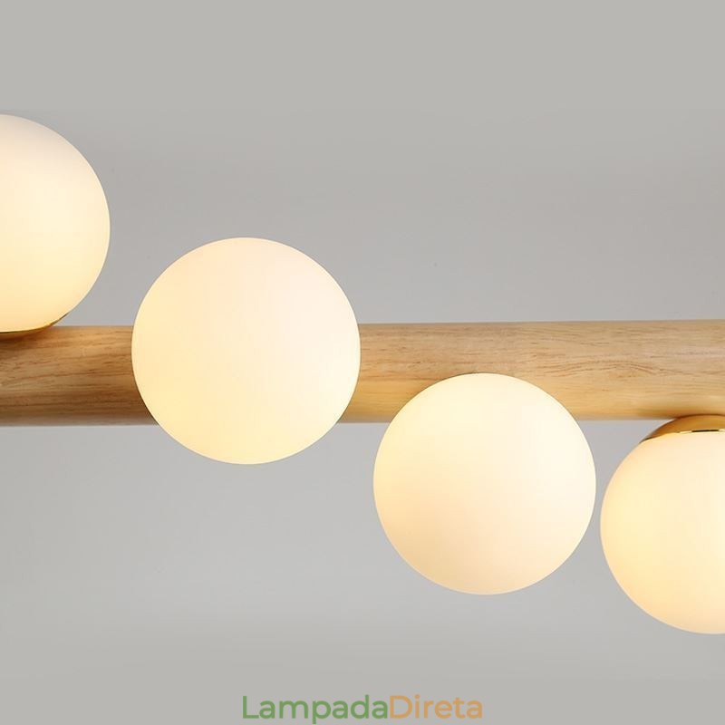 Luminária pendente Magic Bean com tiras de madeira