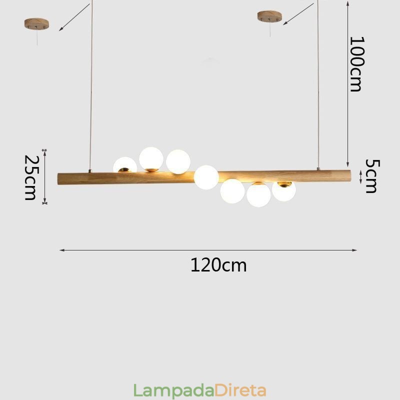 Luminária pendente Magic Bean com tiras de madeira