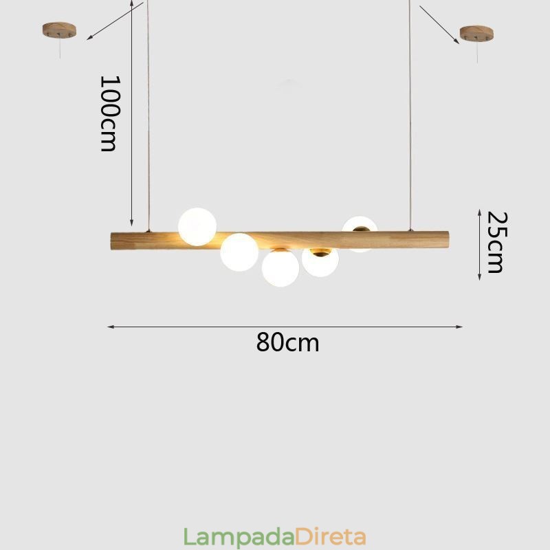 Luminária pendente Magic Bean com tiras de madeira