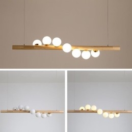 Luminária pendente Magic Bean com tiras de madeira