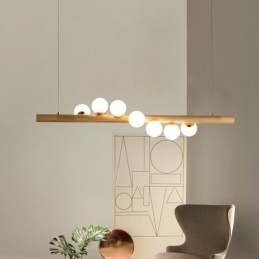 Luminária pendente Magic Bean com tiras de madeira