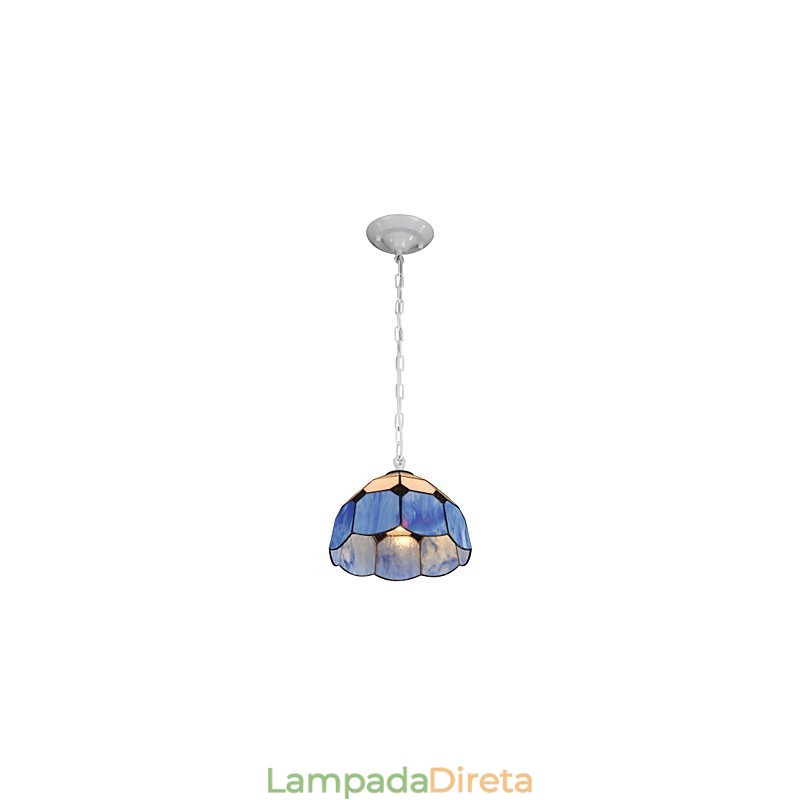 Lustre Mini Estilo Country Garage branco + azul Luzes de vidro
