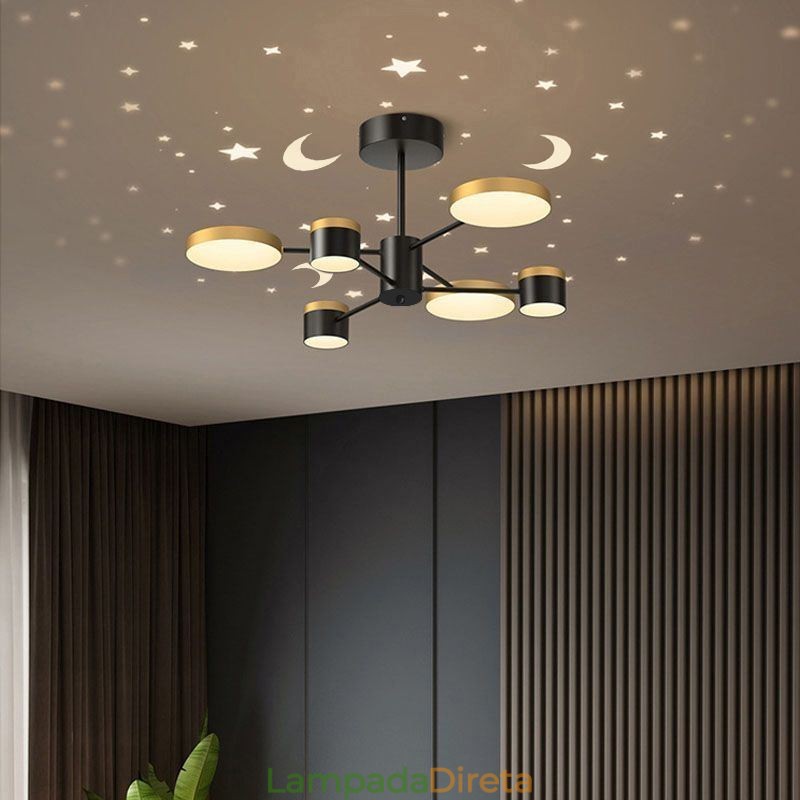 Lustre Estrela Projeção Pendente Luz