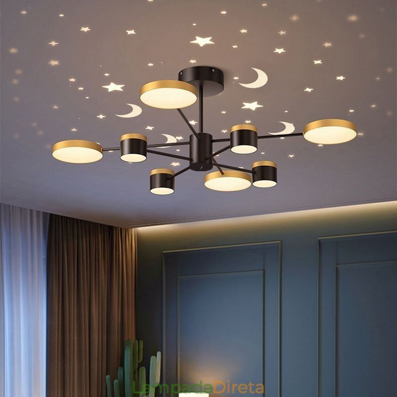Lustre Estrela Projeção Pendente Luz