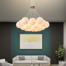 Lustre de bolhas lunares moderno com pingente de bolas impressas em 3D