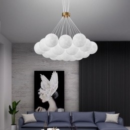 Lustre de bolhas lunares moderno com pingente de bolas impressas em 3D