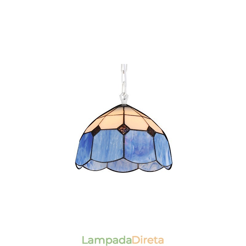 Lustre Mini Estilo Country Garage branco + azul Luzes de vidro