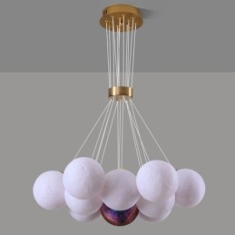 Lustre de bolhas lunares moderno com pingente de bolas impressas em 3D