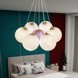 Lustre de bolhas lunares moderno com pingente de bolas impressas em 3D