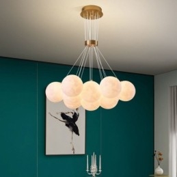 Lustre de bolhas lunares moderno com pingente de bolas impressas em 3D