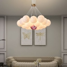Lustre de bolhas lunares moderno com pingente de bolas impressas em 3D