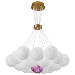 Lustre de bolhas lunares moderno com pingente de bolas impressas em 3D