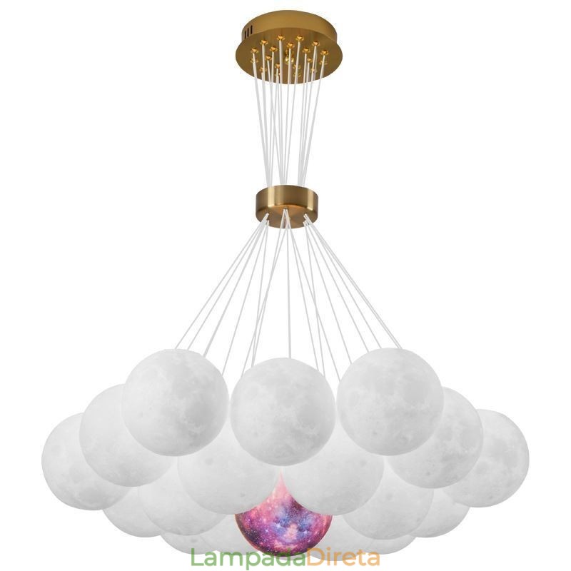 Lustre de bolhas lunares moderno com pingente de bolas impressas em 3D
