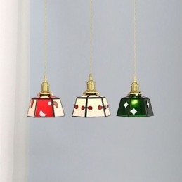 Luminária pendente de vidro colorida estilo japonês retrô decorativa de cabeceira