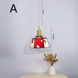 Luminária pendente de vidro colorida estilo japonês retrô decorativa de cabeceira