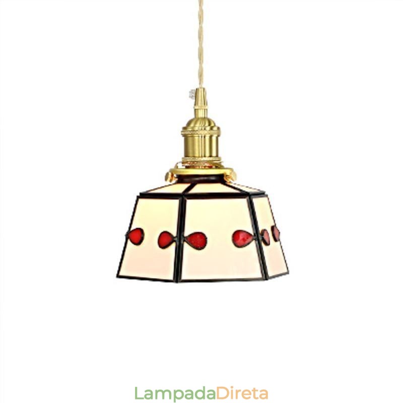 Luminária pendente de vidro colorida estilo japonês retrô decorativa de cabeceira