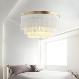 Luminária pendente decorativa nórdica, lustre romântico e quente com borla, luminária criativa suspensa