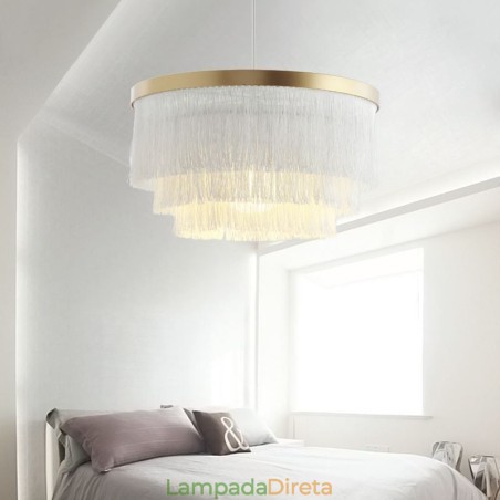 Luminária pendente decorativa nórdica, lustre romântico e quente com borla, luminária criativa suspensa Luminária pendente decorativa nórdica, lustre romântico e quente com borla, luminária criativa suspensa