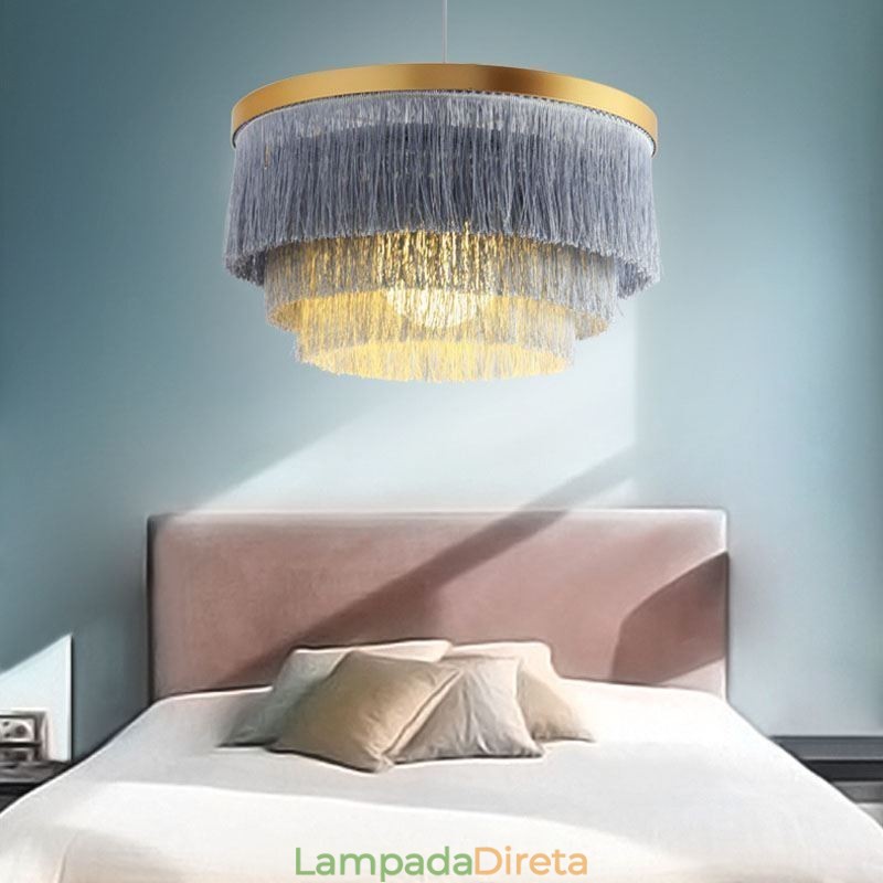 Luminária pendente decorativa nórdica, lustre romântico e quente com borla, luminária criativa suspensa