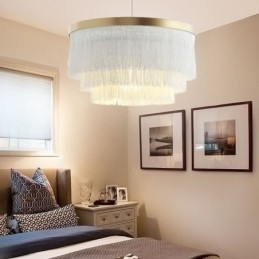 Luminária pendente decorativa nórdica, lustre romântico e quente com borla, luminária criativa suspensa