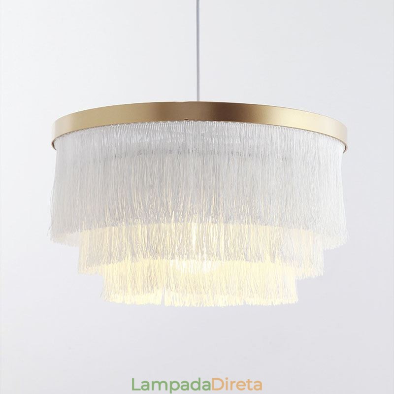 Luminária pendente decorativa nórdica, lustre romântico e quente com borla, luminária criativa suspensa