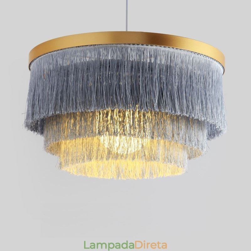 Luminária pendente decorativa nórdica, lustre romântico e quente com borla, luminária criativa suspensa