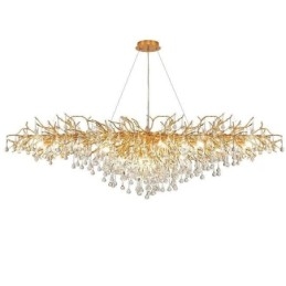 Lustre de cristal de luxo dourado moderno teto pendurado lâmpada jantar