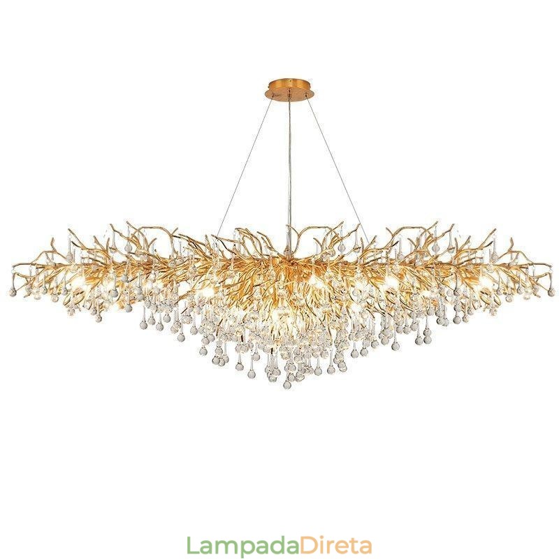 Lustre de cristal de luxo dourado moderno teto pendurado lâmpada jantar