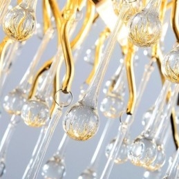 Lustre de cristal de luxo dourado moderno teto pendurado lâmpada jantar
