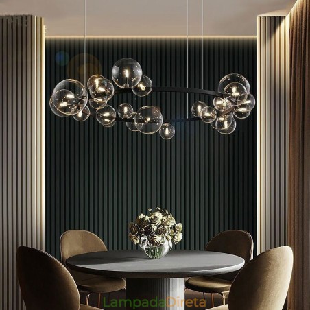 Lustre de metal criativo moderno lâmpada de bolha de vidro transparente Lustre de metal criativo moderno lâmpada de bolha de vidro transparente