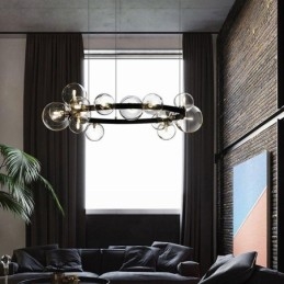Lustre de metal criativo moderno lâmpada de bolha de vidro transparente