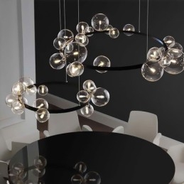 Lustre de metal criativo moderno lâmpada de bolha de vidro transparente