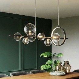 Lustre moderno com pingente de bolha de vidro e lâmpadas G9