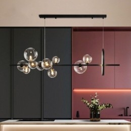 Lustre moderno com pingente de bolha de vidro e lâmpadas G9