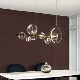 Lustre moderno com pingente de bolha de vidro e lâmpadas G9