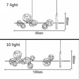 Lustre moderno com pingente de bolha de vidro e lâmpadas G9