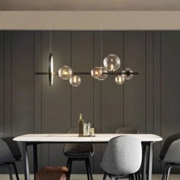 Lustre moderno com pingente de bolha de vidro e lâmpadas G9