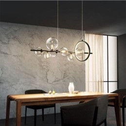 Lustre moderno com pingente de bolha de vidro e lâmpadas G9