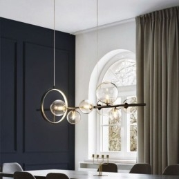 Lustre moderno com pingente de bolha de vidro e lâmpadas G9