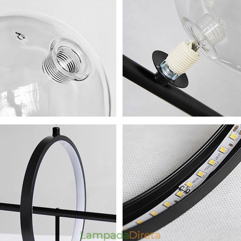 Lustre moderno com pingente de bolha de vidro e lâmpadas G9