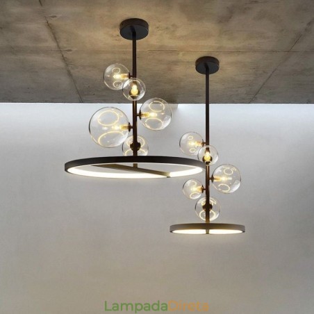 Luminária pendente moderna com lustre de vidro bolha Luminária pendente moderna com lustre de vidro bolha
