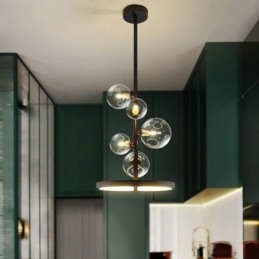 Luminária pendente moderna com lustre de vidro bolha