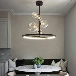 Luminária pendente moderna com lustre de vidro bolha