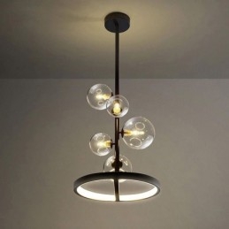Luminária pendente moderna com lustre de vidro bolha
