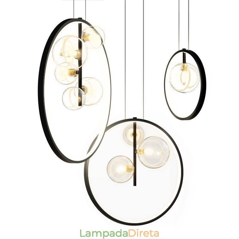Lustre nórdico de vidro com bolhas em formato de círculo, luminária moderna para sala de estar