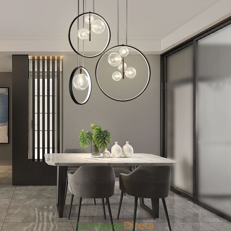 Lustre nórdico de vidro com bolhas em formato de círculo, luminária moderna para sala de estar