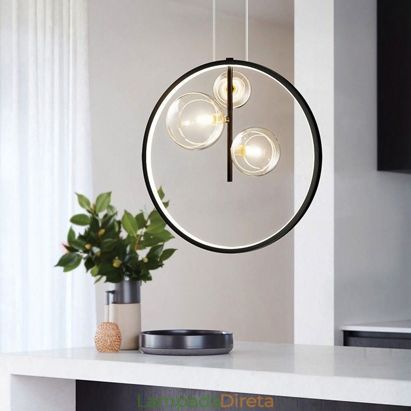 Lustre nórdico de vidro com bolhas em formato de círculo, luminária moderna para sala de estar