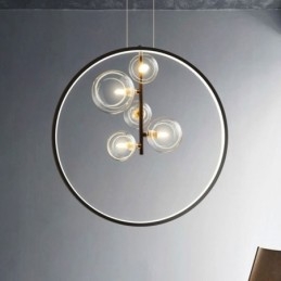 Lustre nórdico de vidro com bolhas em formato de círculo, luminária moderna para sala de estar
